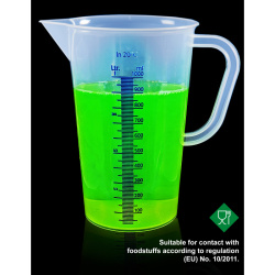 Graduated beakers, PP, blue raised scale 1000ml