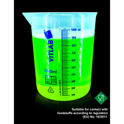 Griffin beakers, PP, raised blue scale 1000ml