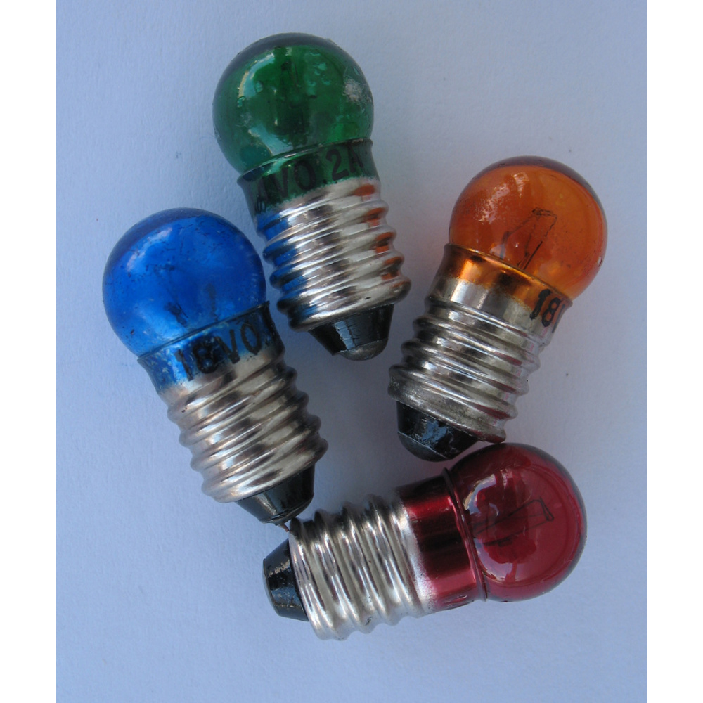 Colored Light Bulbs, E10, 6V - 18V DC (Pack of 10)
