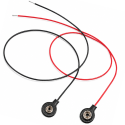 9V Battery Snap Terminals Separated Pair (Red + Black), 6 in Stranded Leads